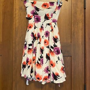 Strapless Floral Dress with Tie Back